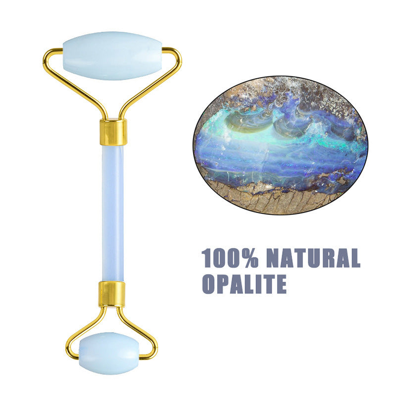Roller Visage et Gua Sha Masseur Opalite et Obsidienne, Outil de Massage Facial SkinovaWoman™